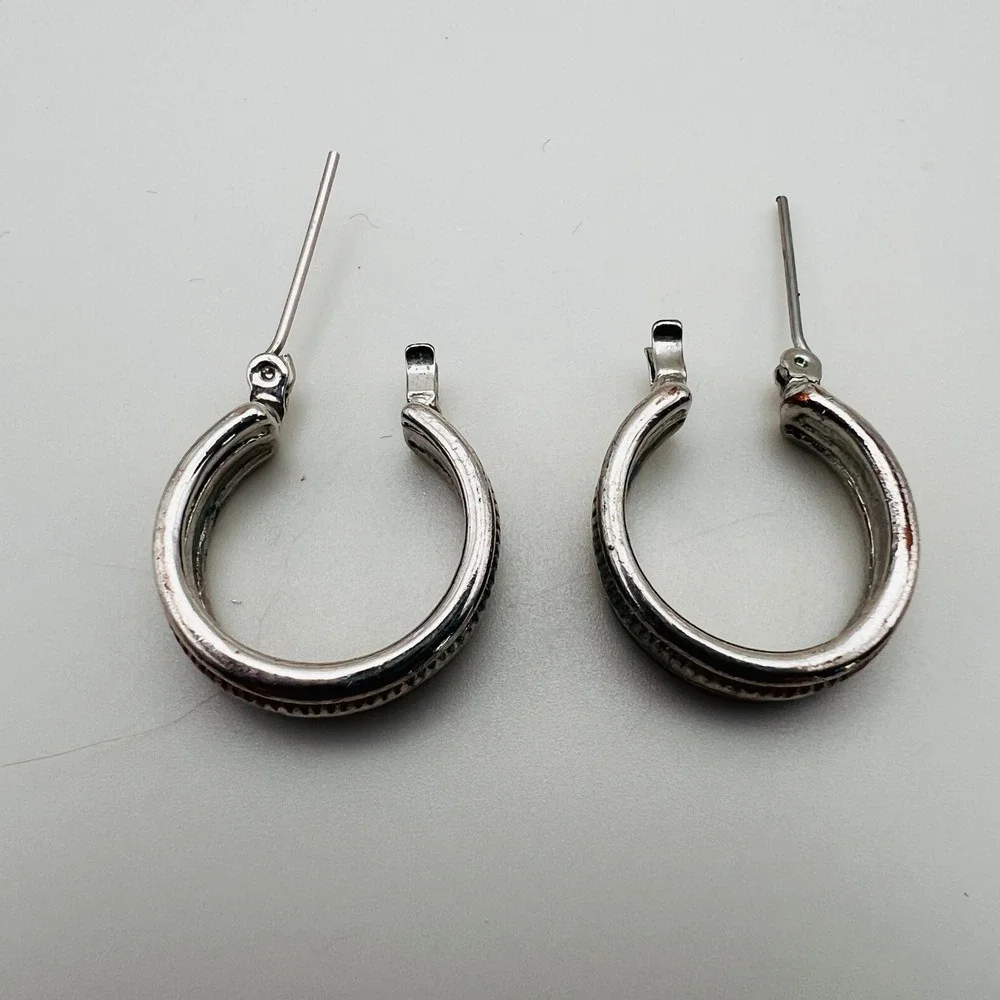 Two Tone Silver Gold Hoop Earrings Small C Hoop Lever Back Mixed Metal